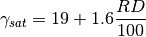 \gamma_{sat} = 19 + 1.6 \frac{RD}{100}