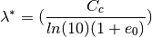 \lambda^{*} = (\frac{C_{c}}{ln(10)(1+e_{0})})